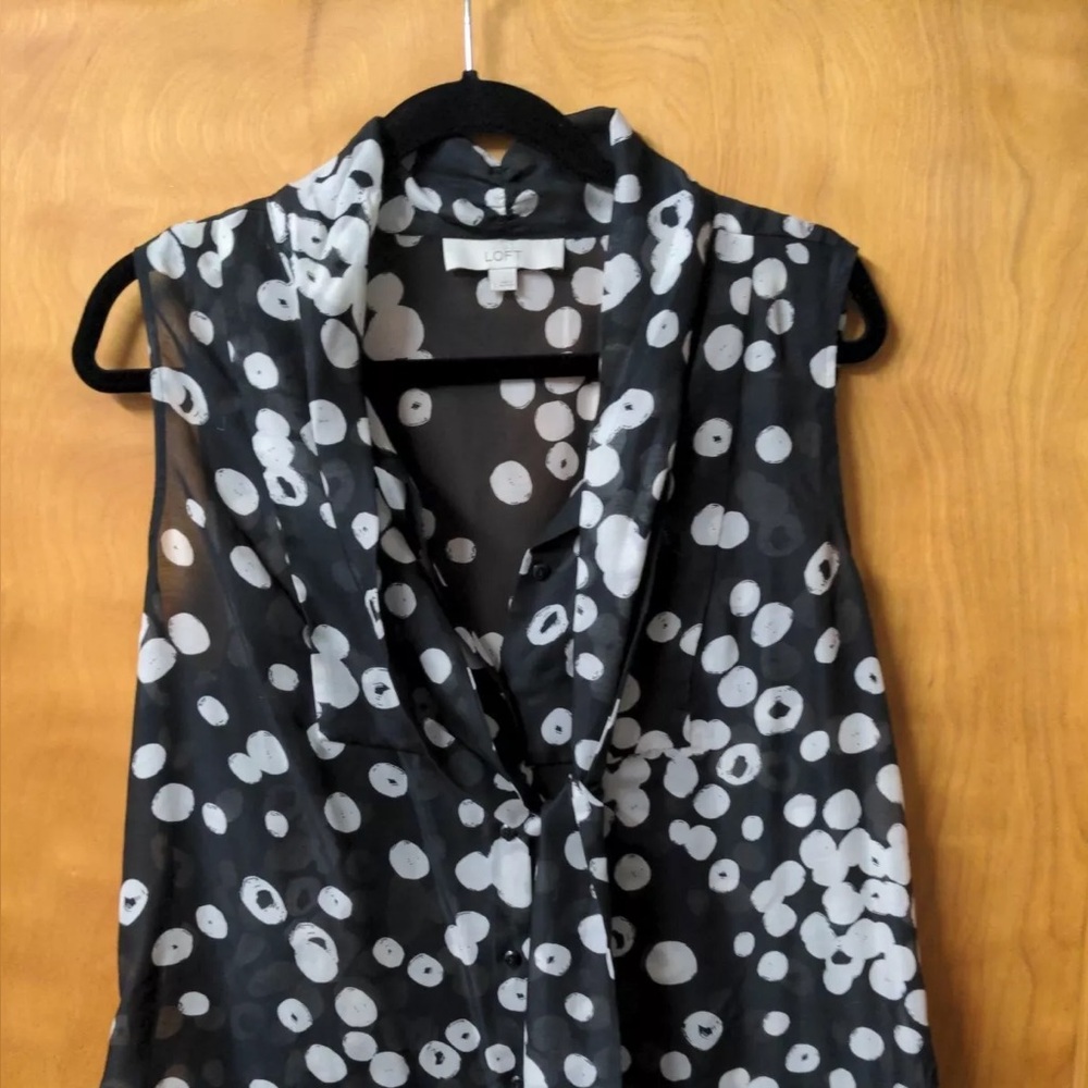 LOFT Women Large Sleeveless Black Racerback faux wrap Dress